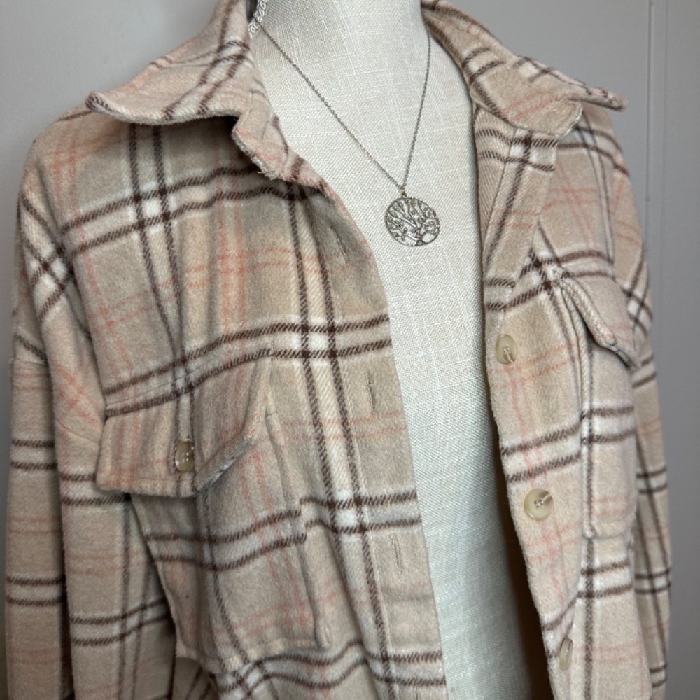 Button Plaid Shacket - image 3